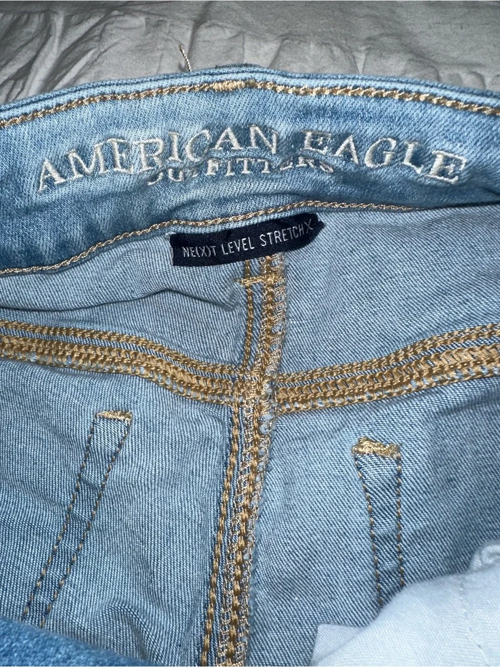 American Eagle Next Level Stretch Light Wash Frayed Denim Shorts 6